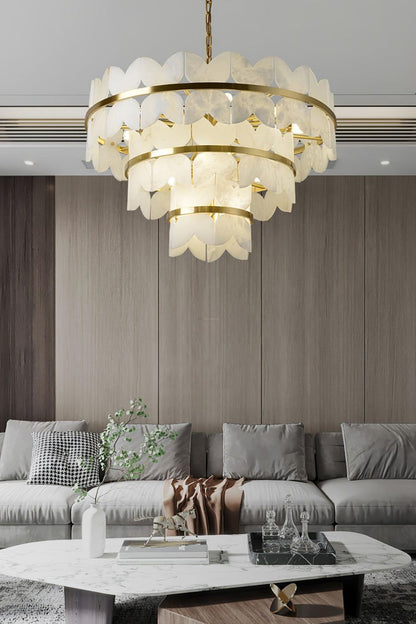 Alabaster Petal Tier Chandelier - view 2 | everlamps