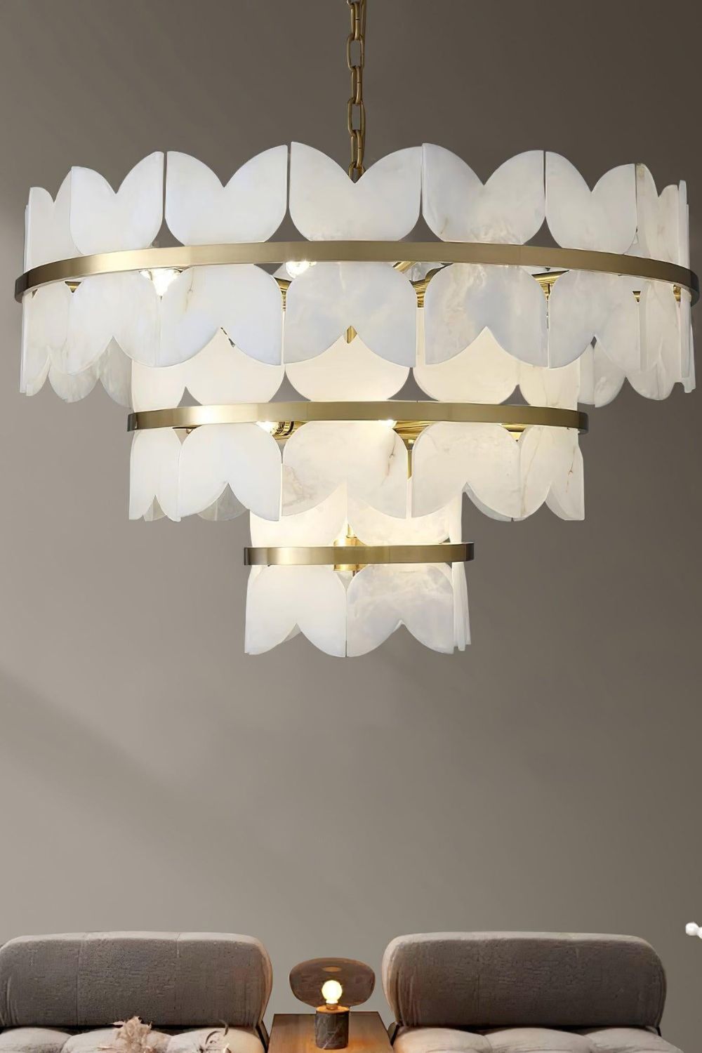 Alabaster Petal Tier Chandelier - view 4 | everlamps
