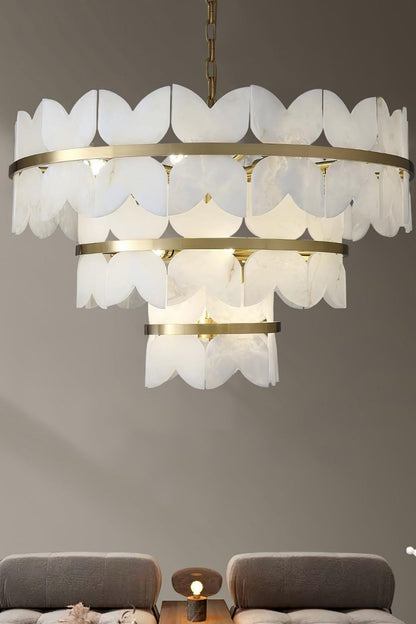 Alabaster Petal Tier Chandelier - view 4 | everlamps
