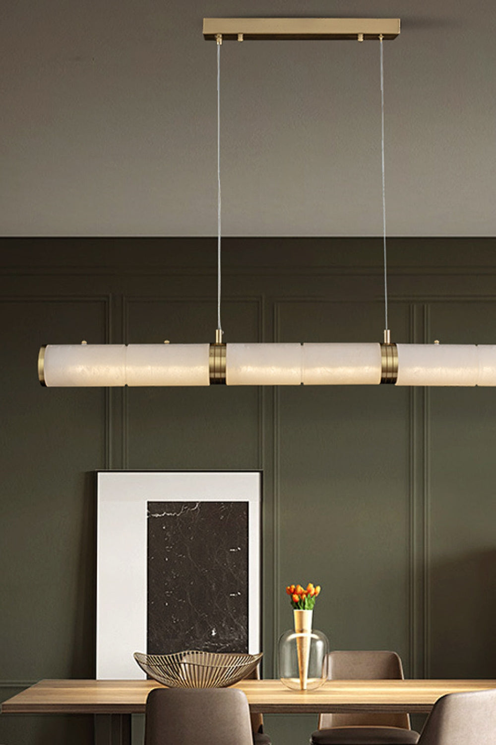 Alabaster Pillar Linear Chandelier - everlamps