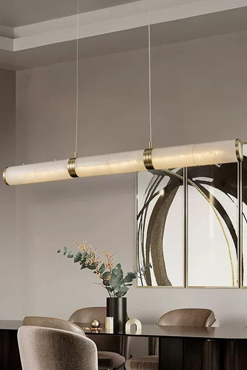 Alabaster Pillar Linear Chandelier - everlamps