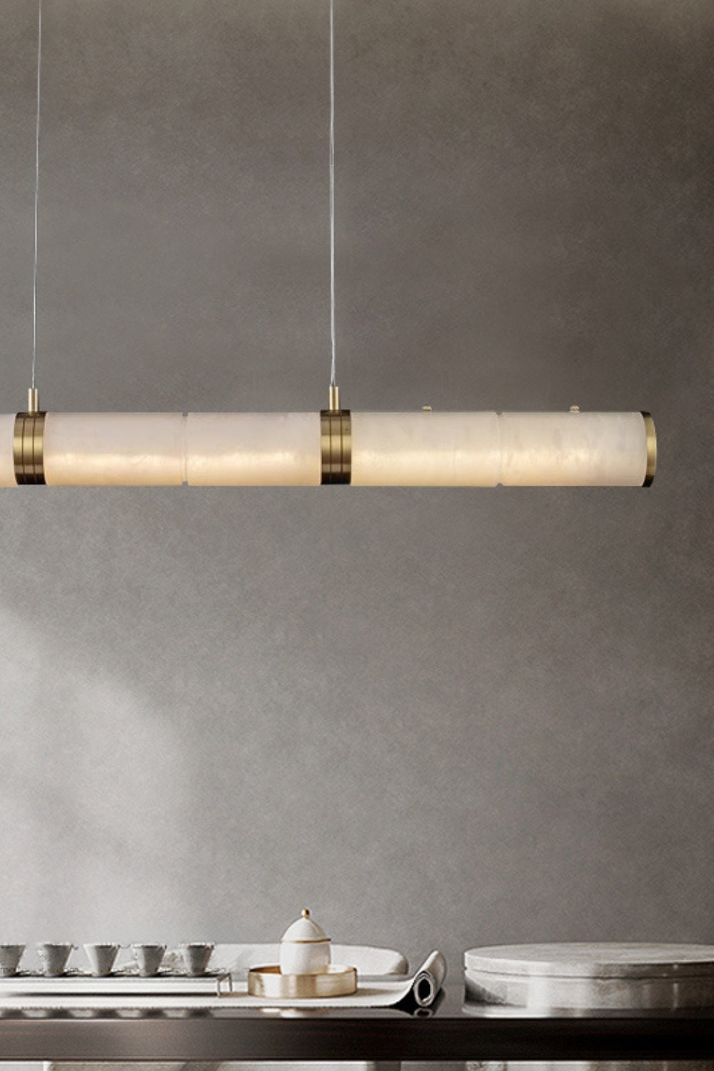 Alabaster Pillar Linear Chandelier - everlamps