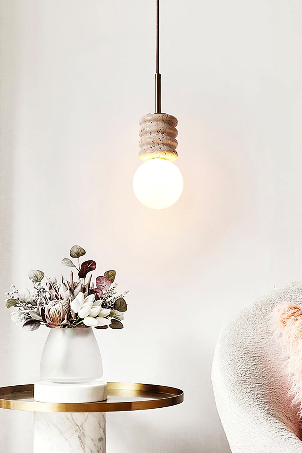 Alvia Travertine Pendant Lamp - view 3 | everlamps