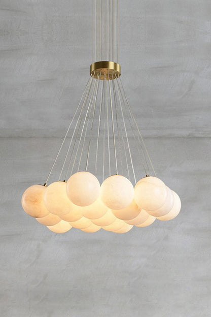 Amandine Alabaster Globe Cluster Pendant Light showcasing round alabaster globes in a clustered design.