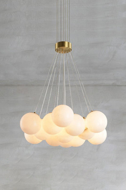 Amandine Alabaster Globe Cluster Pendant Light featuring a clustered design of alabaster globes.