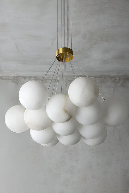 Amandine Alabaster Globe Cluster Pendant Light featuring elegant alabaster globes in a clustered design.