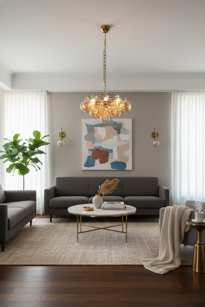 Amber Bubble Glass Chandelier - view 6 | everlamps