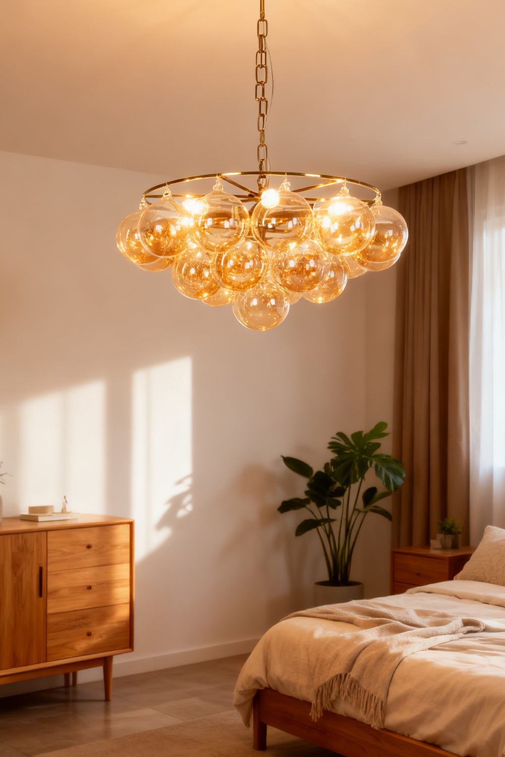 Amber Bubble Glass Chandelier - view 4 | everlamps