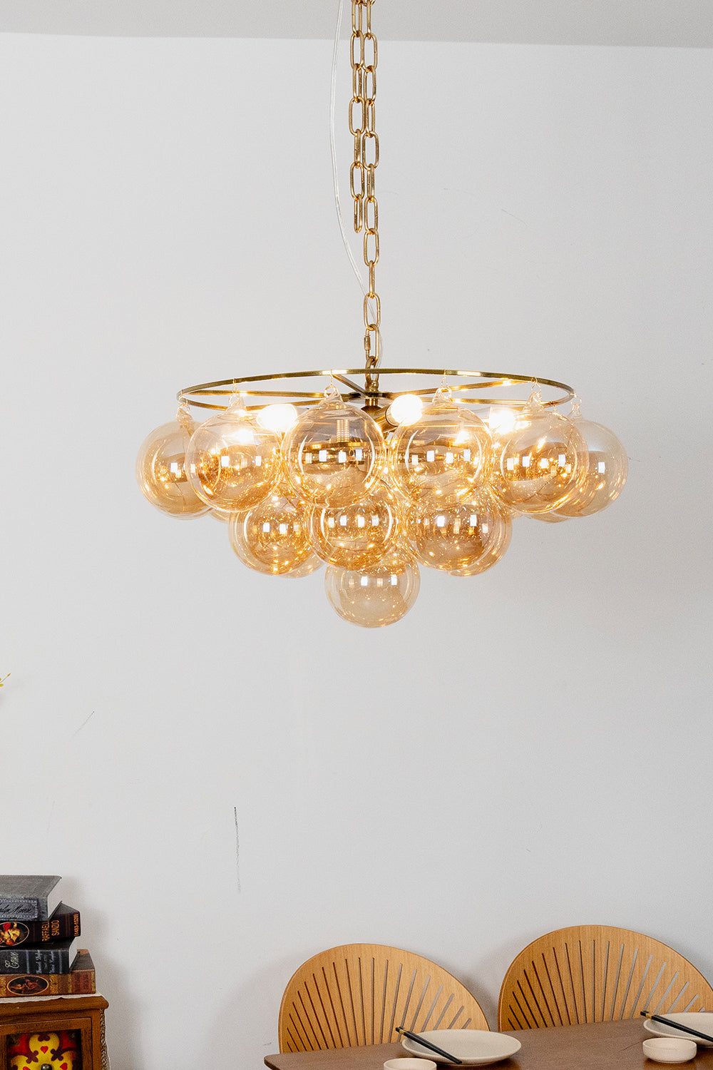 Amber Bubble Glass Chandelier - view 2 | everlamps