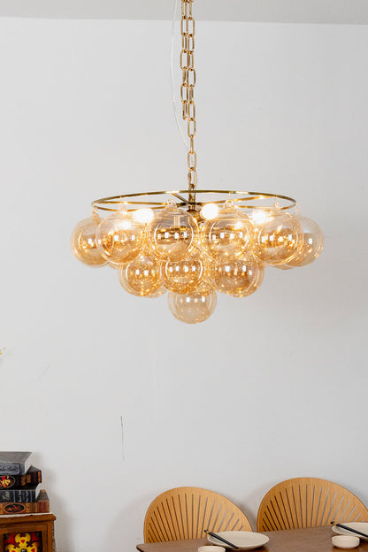 Amber Bubble Glass Chandelier - view 2 | everlamps