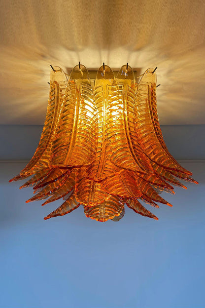 Amber Fern-Leaf Art Glass Ceiling Light - view 11 | everlamps