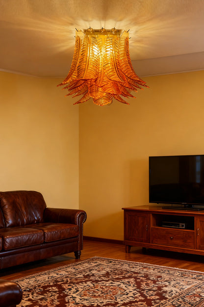 Amber Fern-Leaf Art Glass Ceiling Light - view 9 | everlamps