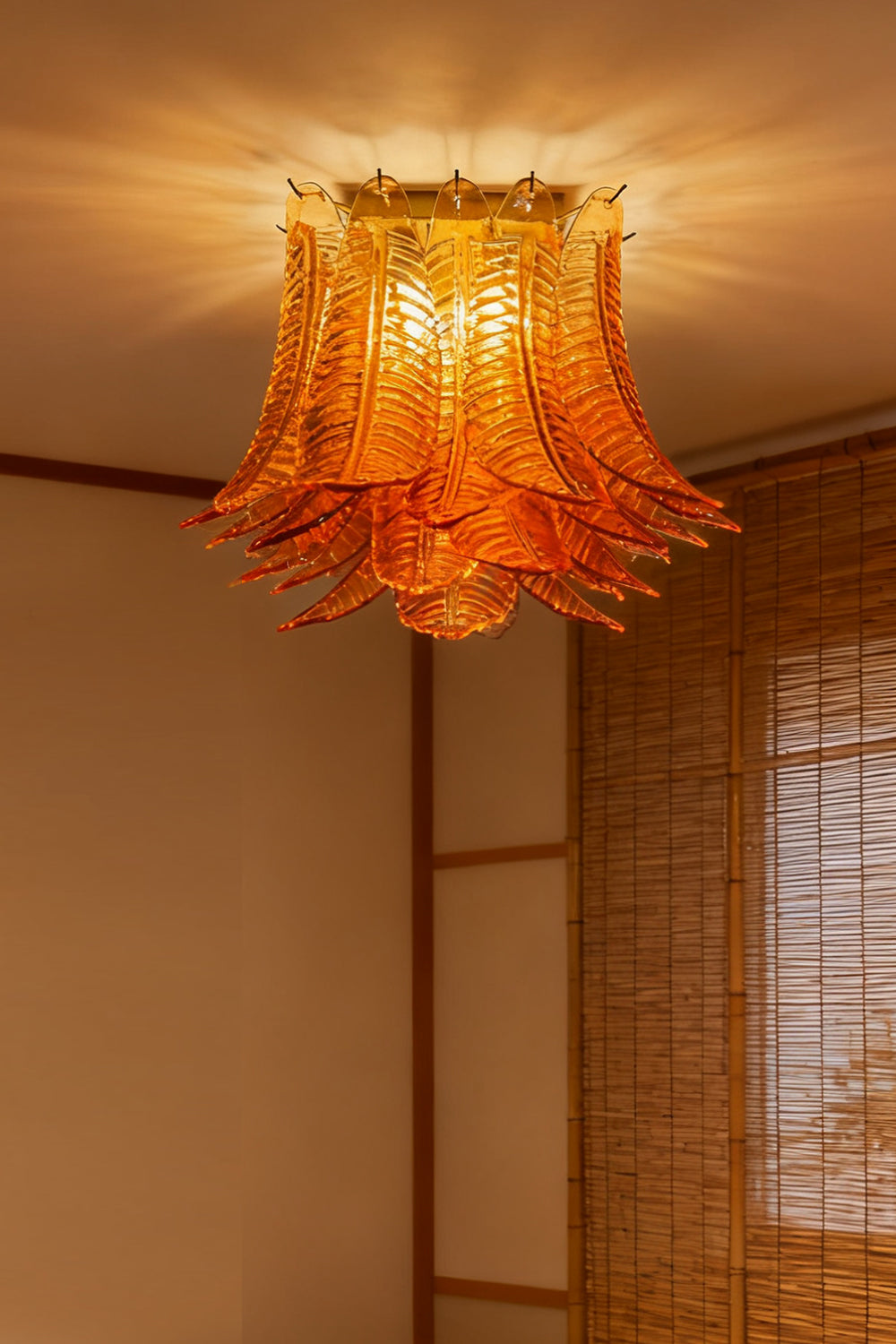 Amber Fern-Leaf Art Glass Ceiling Light - view 8 | everlamps
