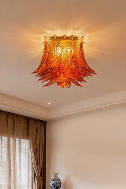 Amber Fern-Leaf Art Glass Ceiling Light - view 2 | everlamps