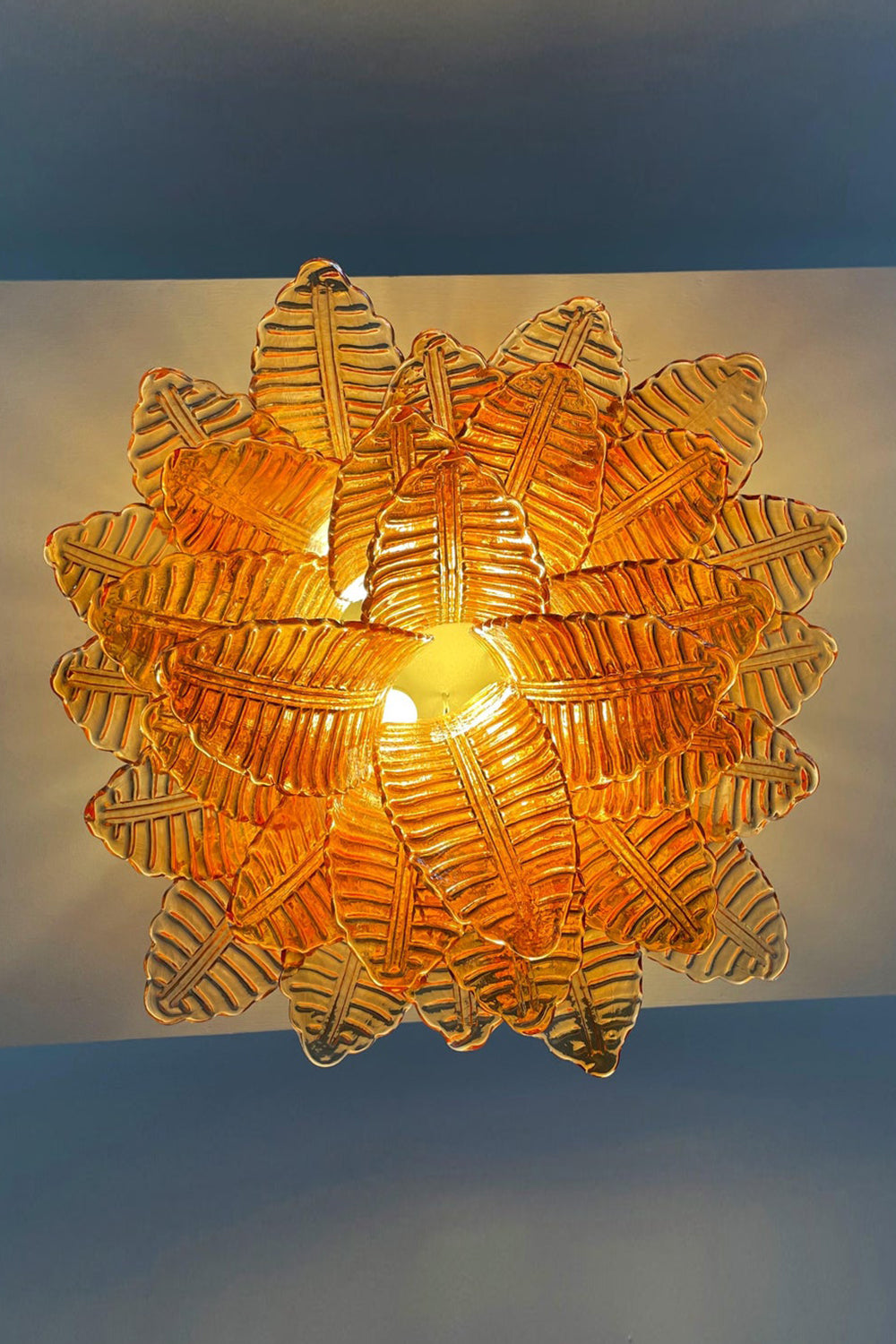 Amber Fern-Leaf Art Glass Ceiling Light - view 13 | everlamps