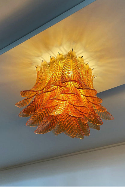 Amber Fern-Leaf Art Glass Ceiling Light - view 10 | everlamps