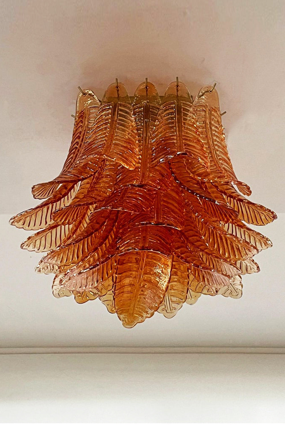 Amber Fern-Leaf Art Glass Ceiling Light - view 12 | everlamps
