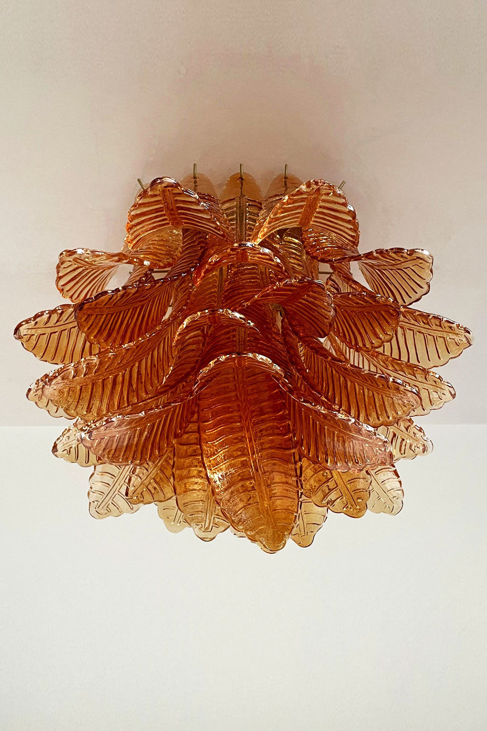Amber Fern-Leaf Art Glass Ceiling Light - view 18 | everlamps