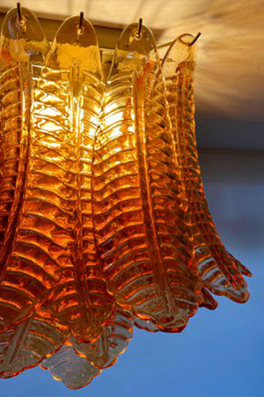 Amber Fern-Leaf Art Glass Ceiling Light - view 15 | everlamps