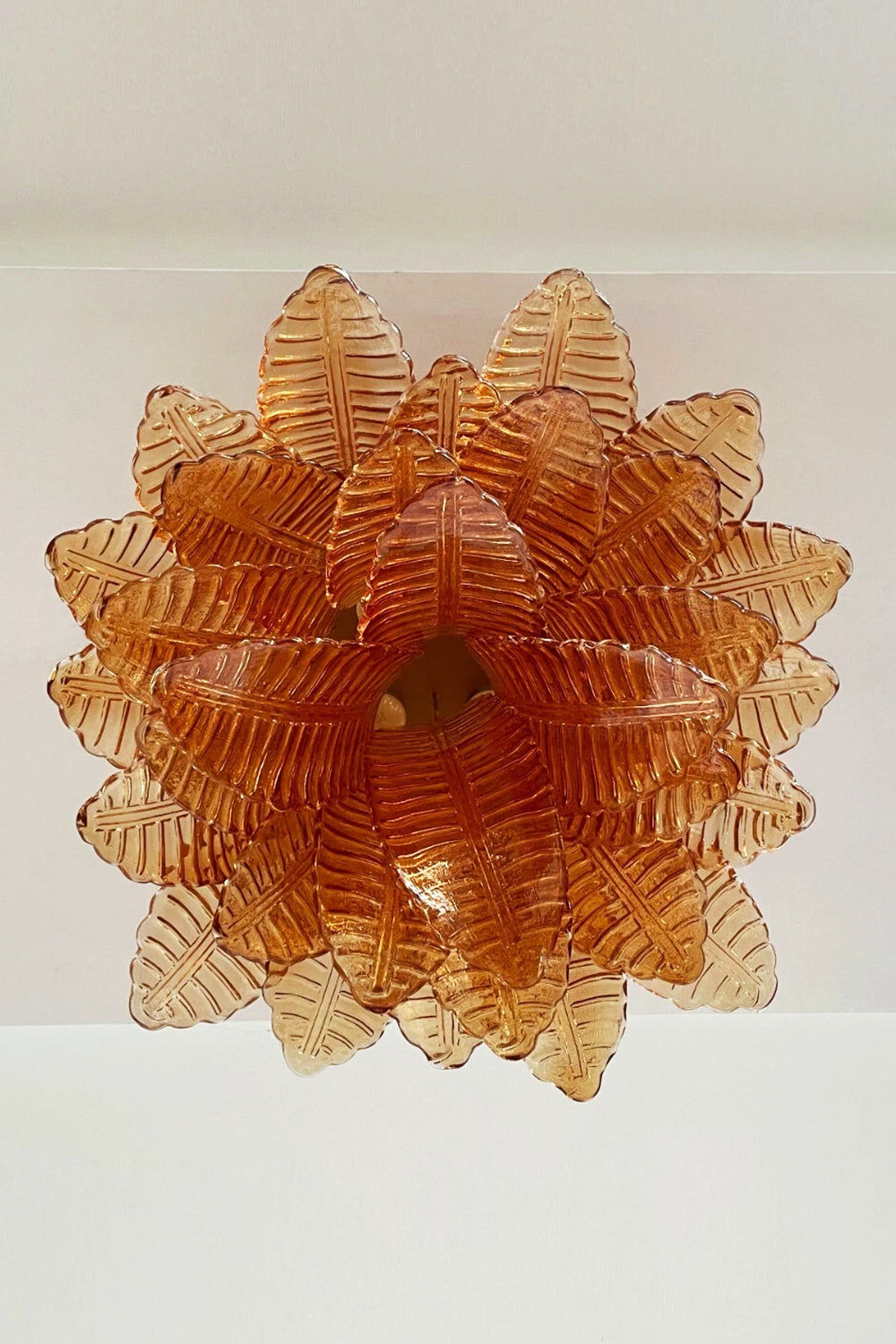 Amber Fern-Leaf Art Glass Ceiling Light - view 14 | everlamps