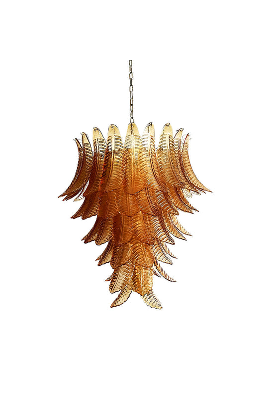 Amber Art Glass Leaf Chandelier | everlamps