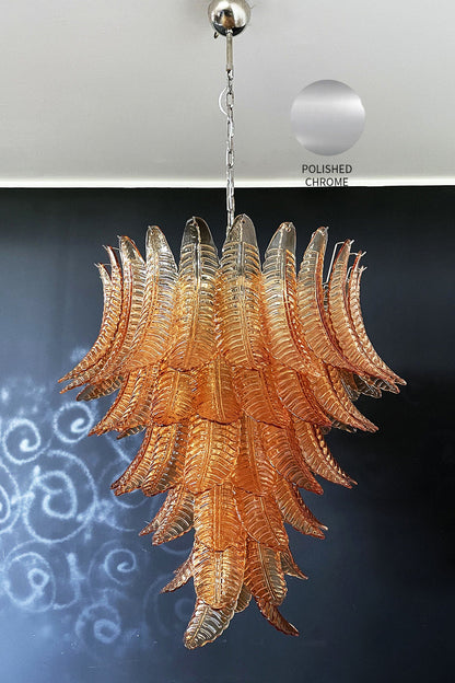 Amber Art Glass Leaf Chandelier - view 20 | everlamps