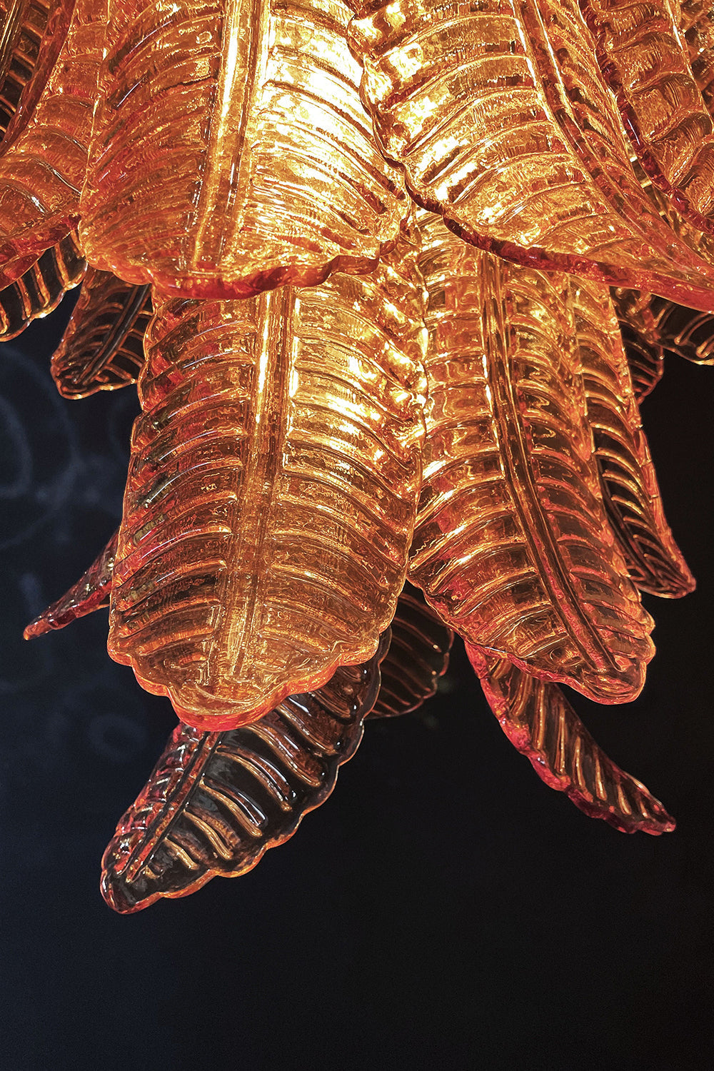 Amber Art Glass Leaf Chandelier - view 17 | everlamps