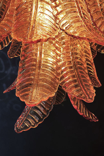 Amber Art Glass Leaf Chandelier - view 17 | everlamps