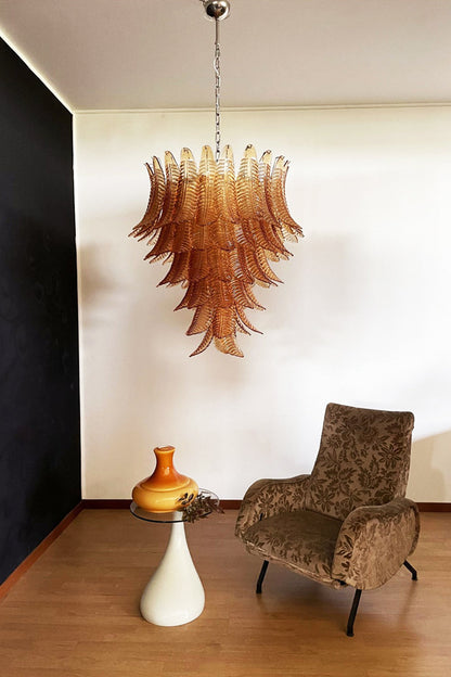 Amber Art Glass Leaf Chandelier - view 11 | everlamps