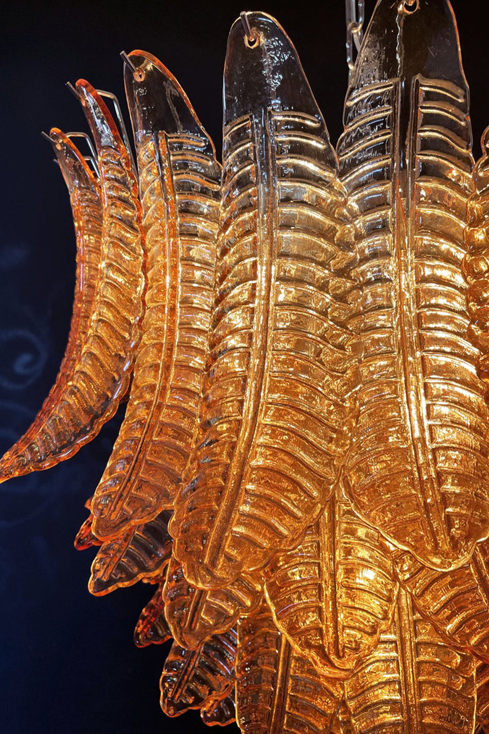 Amber Art Glass Leaf Chandelier - view 16 | everlamps