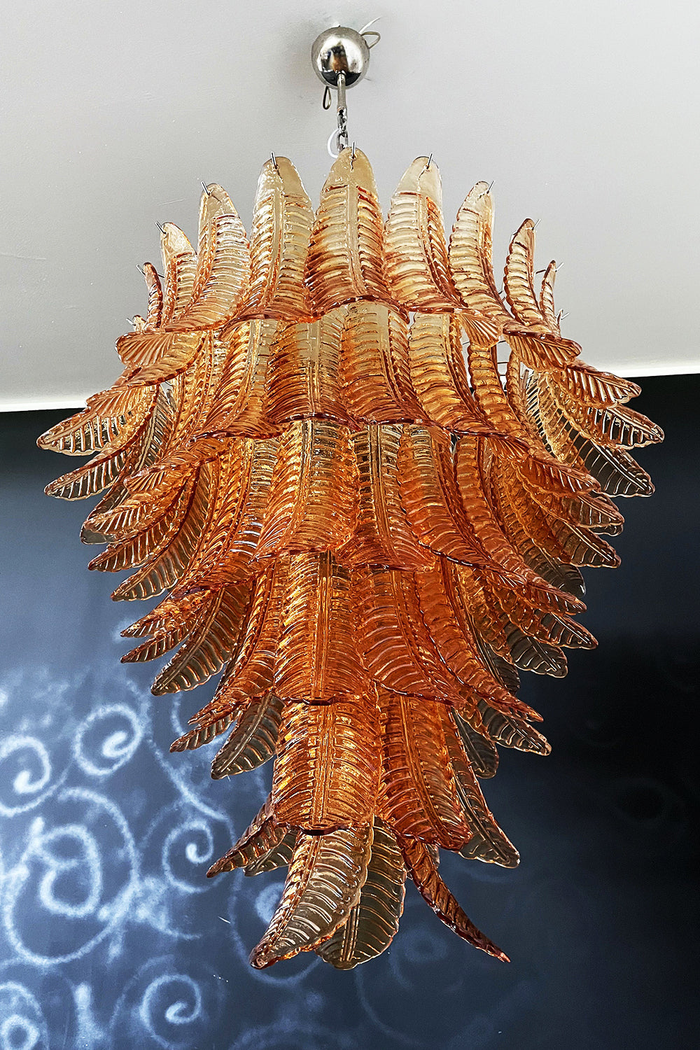 Amber Art Glass Leaf Chandelier - view 13 | everlamps