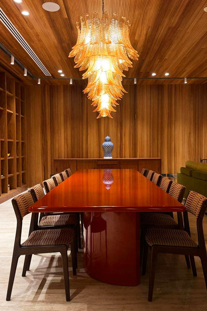 Amber Art Glass Leaf Chandelier - view 8 | everlamps