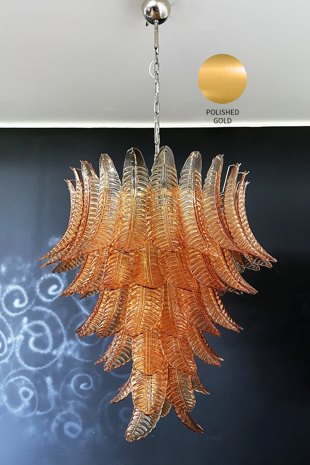 Amber Art Glass Leaf Chandelier - view 19 | everlamps