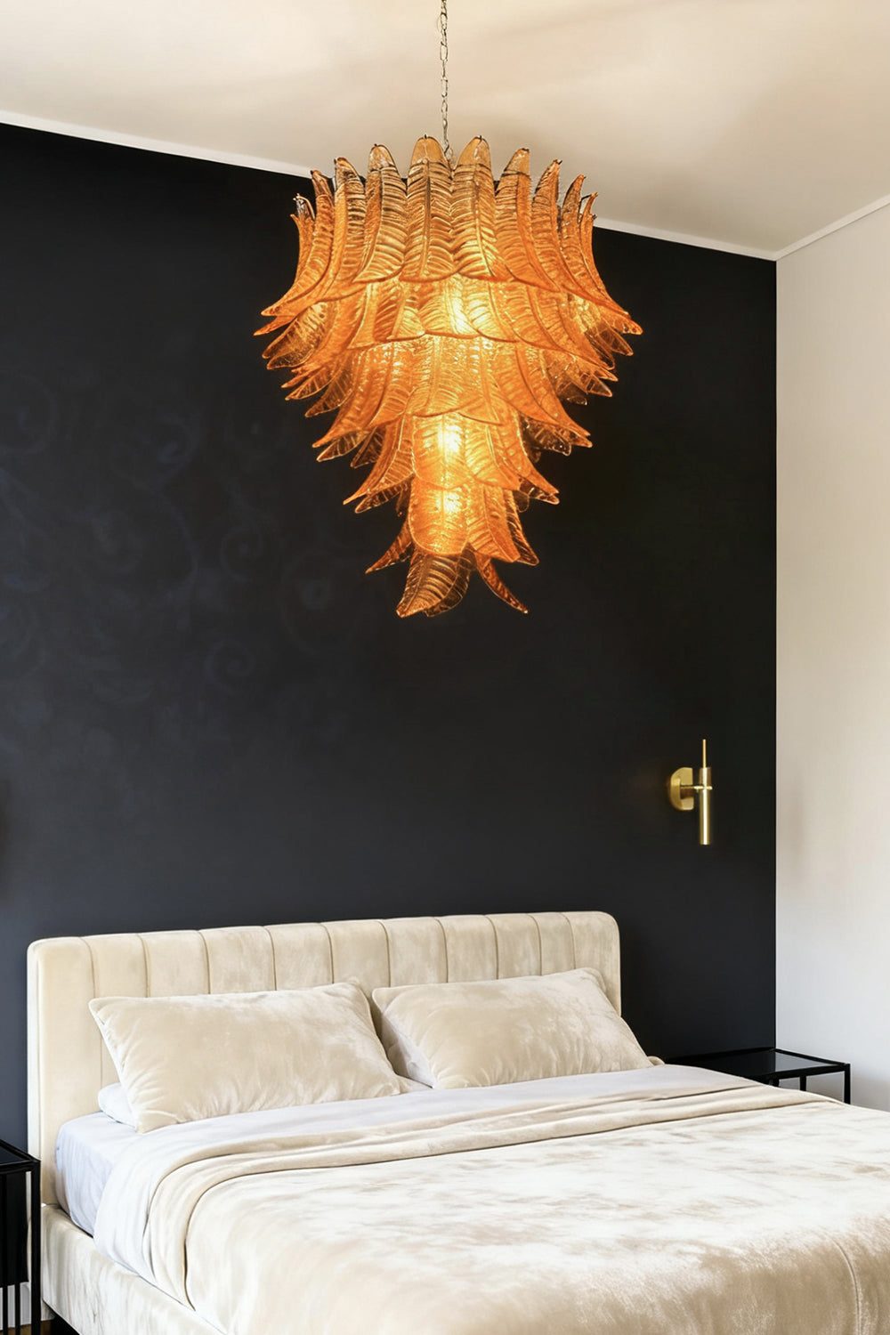 Amber Art Glass Leaf Chandelier - view 3 | everlamps