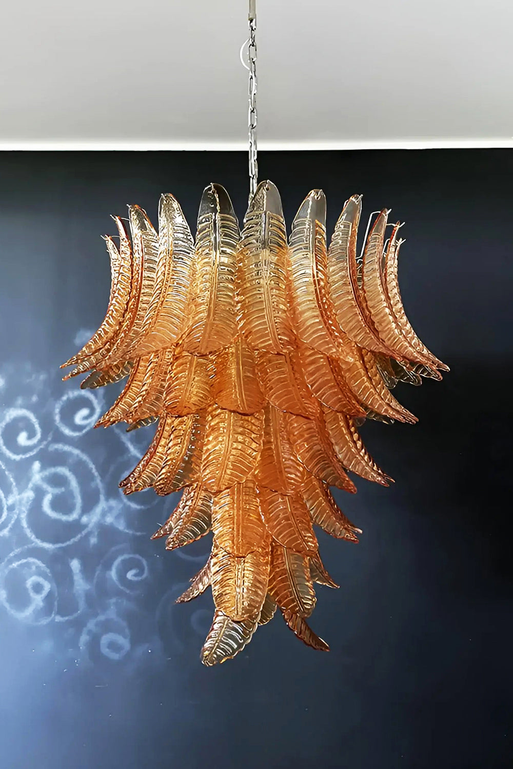 Amber Art Glass Leaf Chandelier - view 9 | everlamps