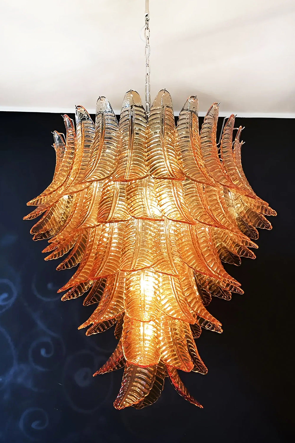 Amber Art Glass Leaf Chandelier - view 10 | everlamps