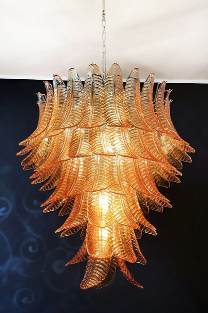Amber Art Glass Leaf Chandelier - view 10 | everlamps