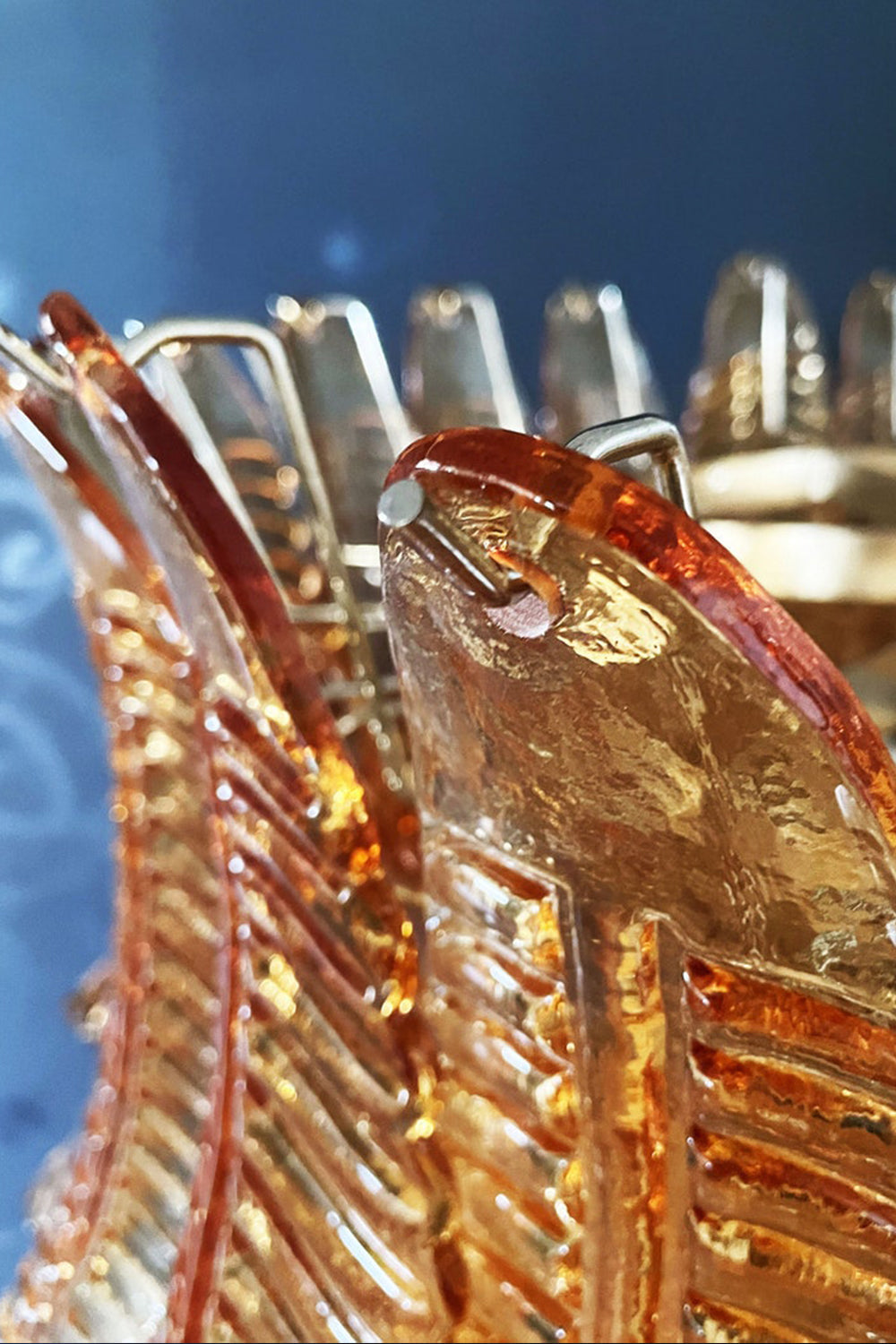 Amber Art Glass Leaf Chandelier - view 15 | everlamps