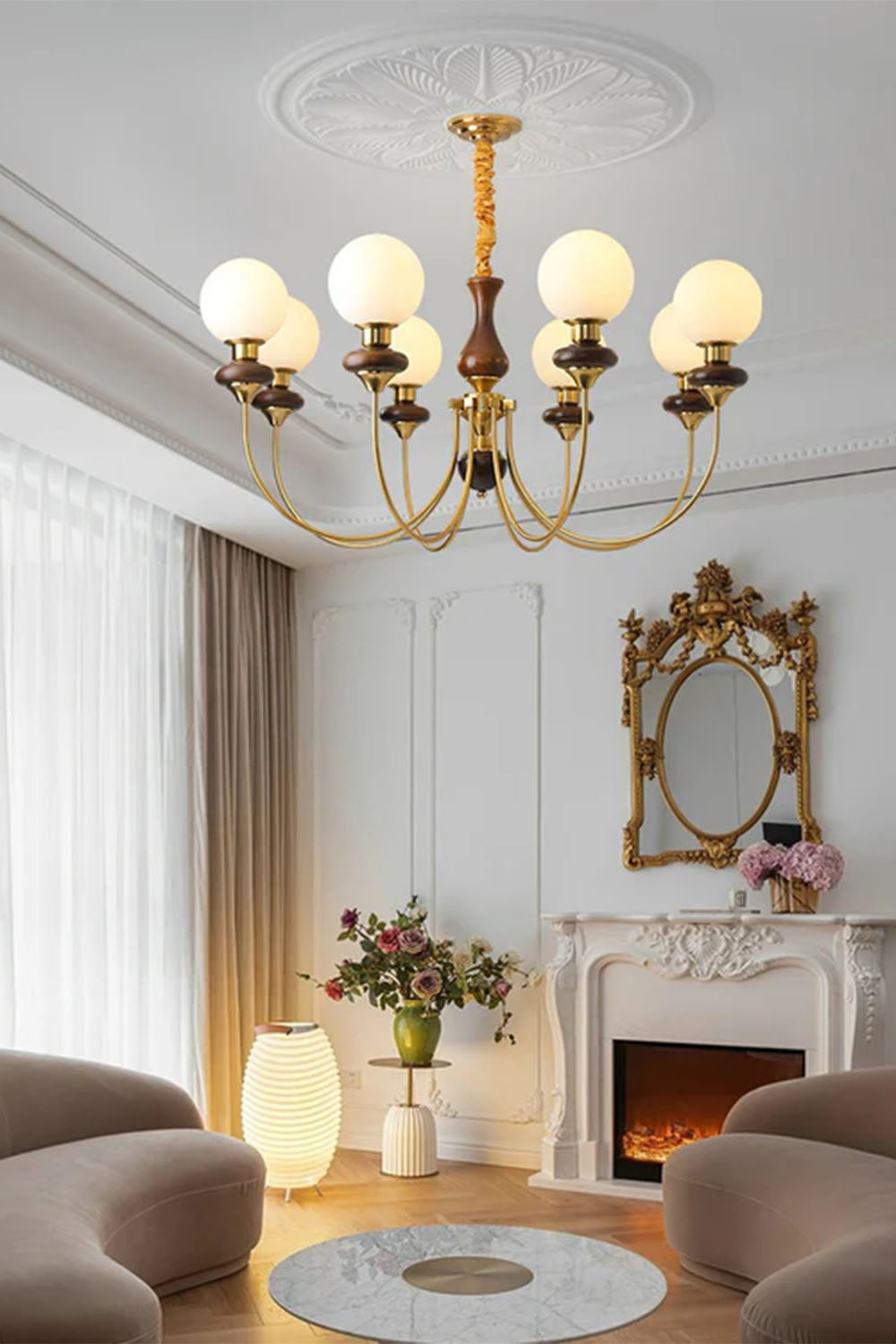 American Retro Glass Ball Chandelier - view 5 | everlamps