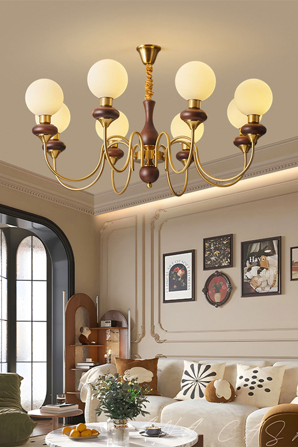 American Retro Glass Ball Chandelier - view 7 | everlamps