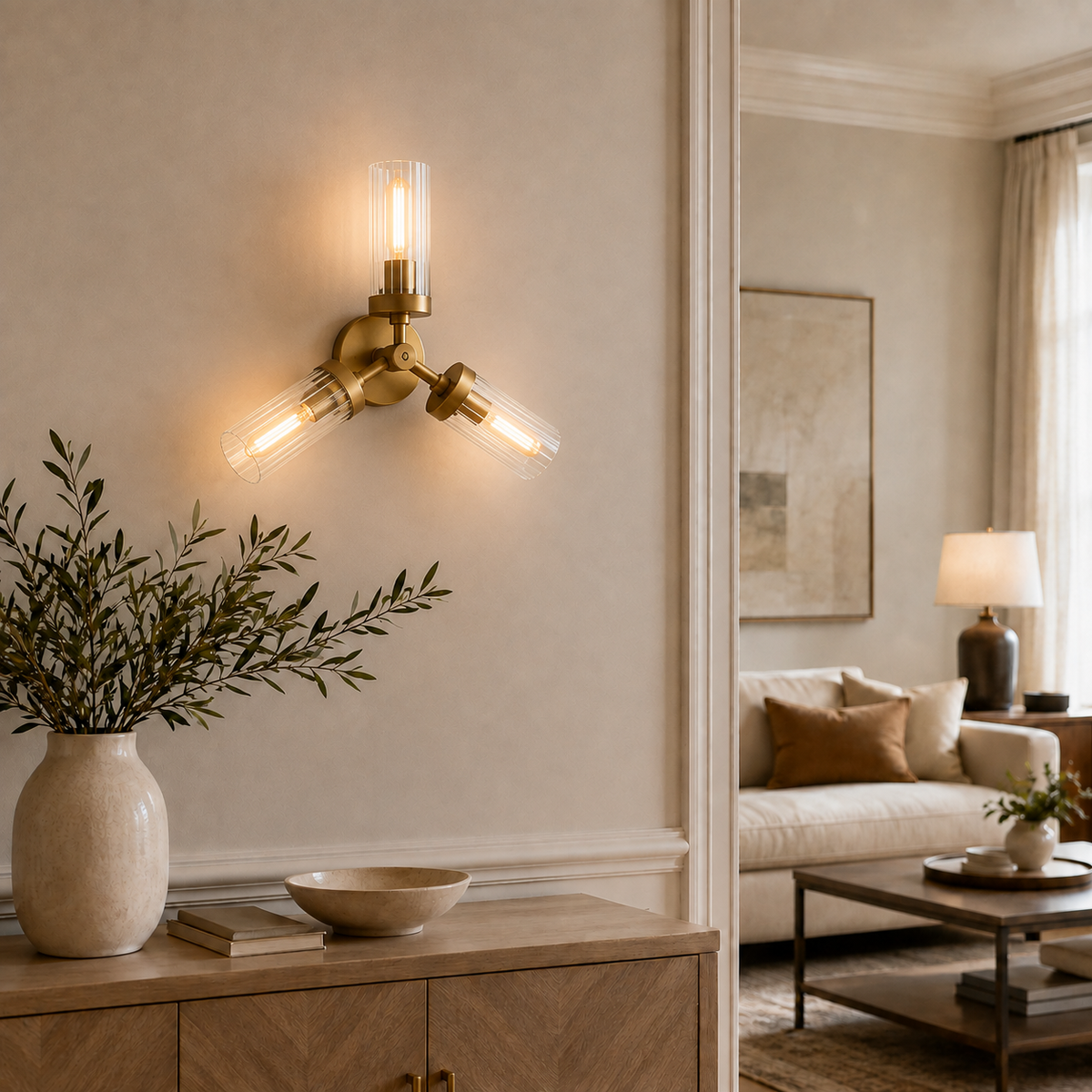 Andreas 3-Light Glass Flushmount