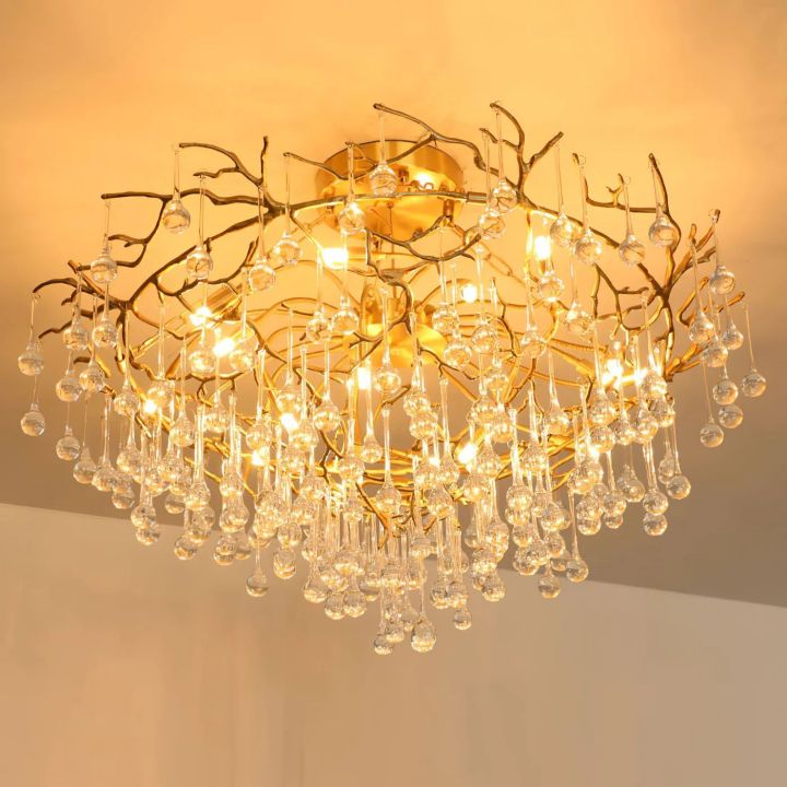 Arcadia Branch Brass Chandelier