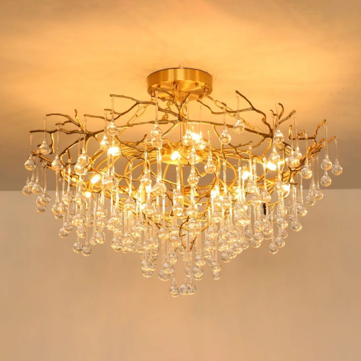 Arcadia Branch Brass Chandelier