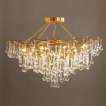 Arcadia Branch Brass Chandelier