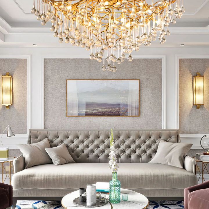 Arcadia Branch Brass Chandelier