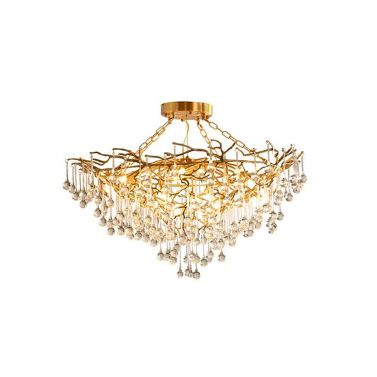 Arcadia Branch Brass Chandelier