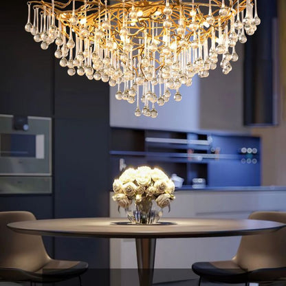 Arcadia Branch Brass Chandelier