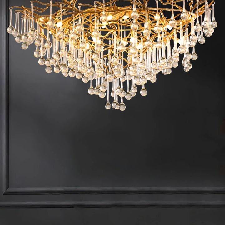 Arcadia Branch Brass Chandelier