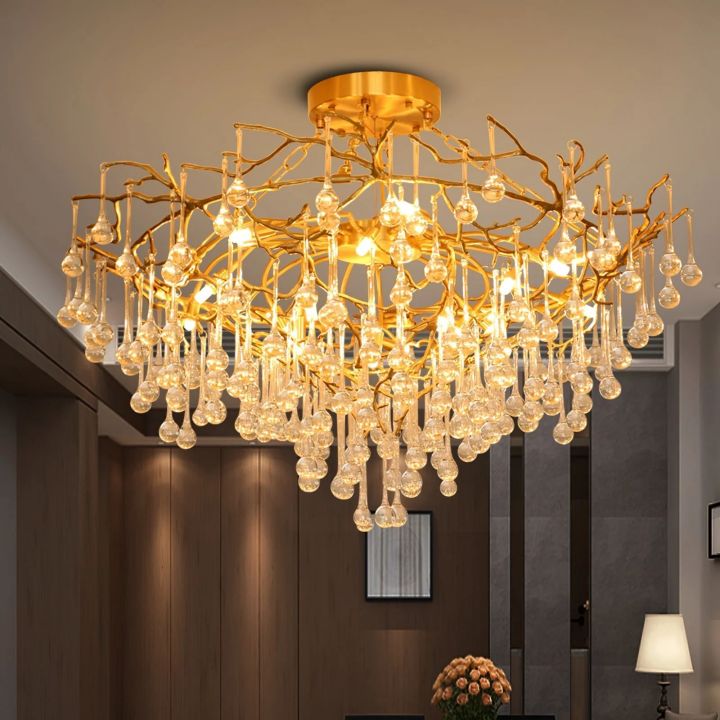 Arcadia Branch Brass Chandelier