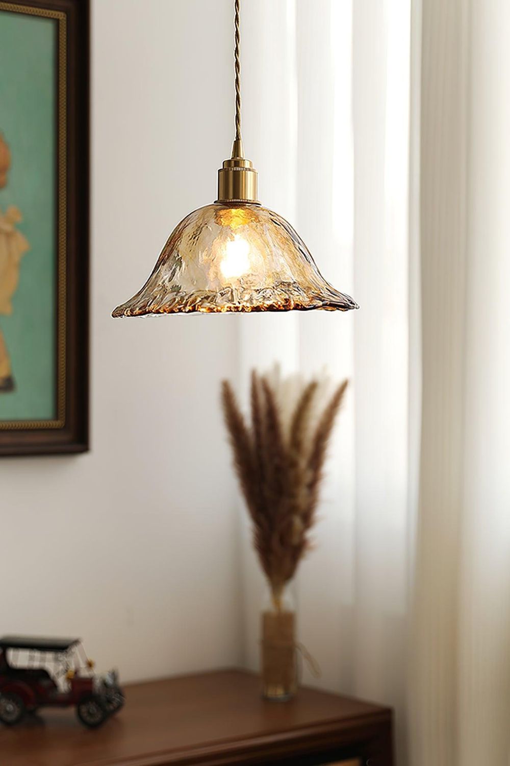 Antique Brown Glass Pendant Light - view 3 | everlamps